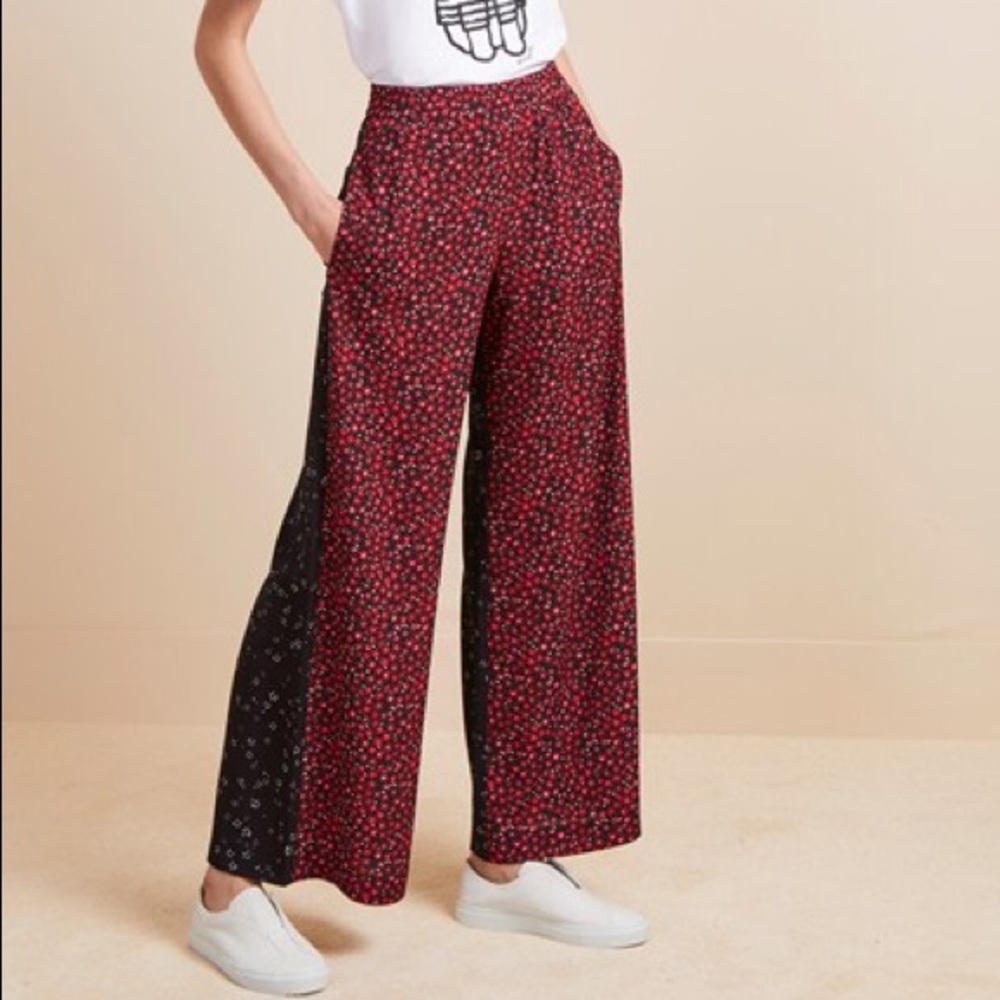 French connection wide leg floral pants 8